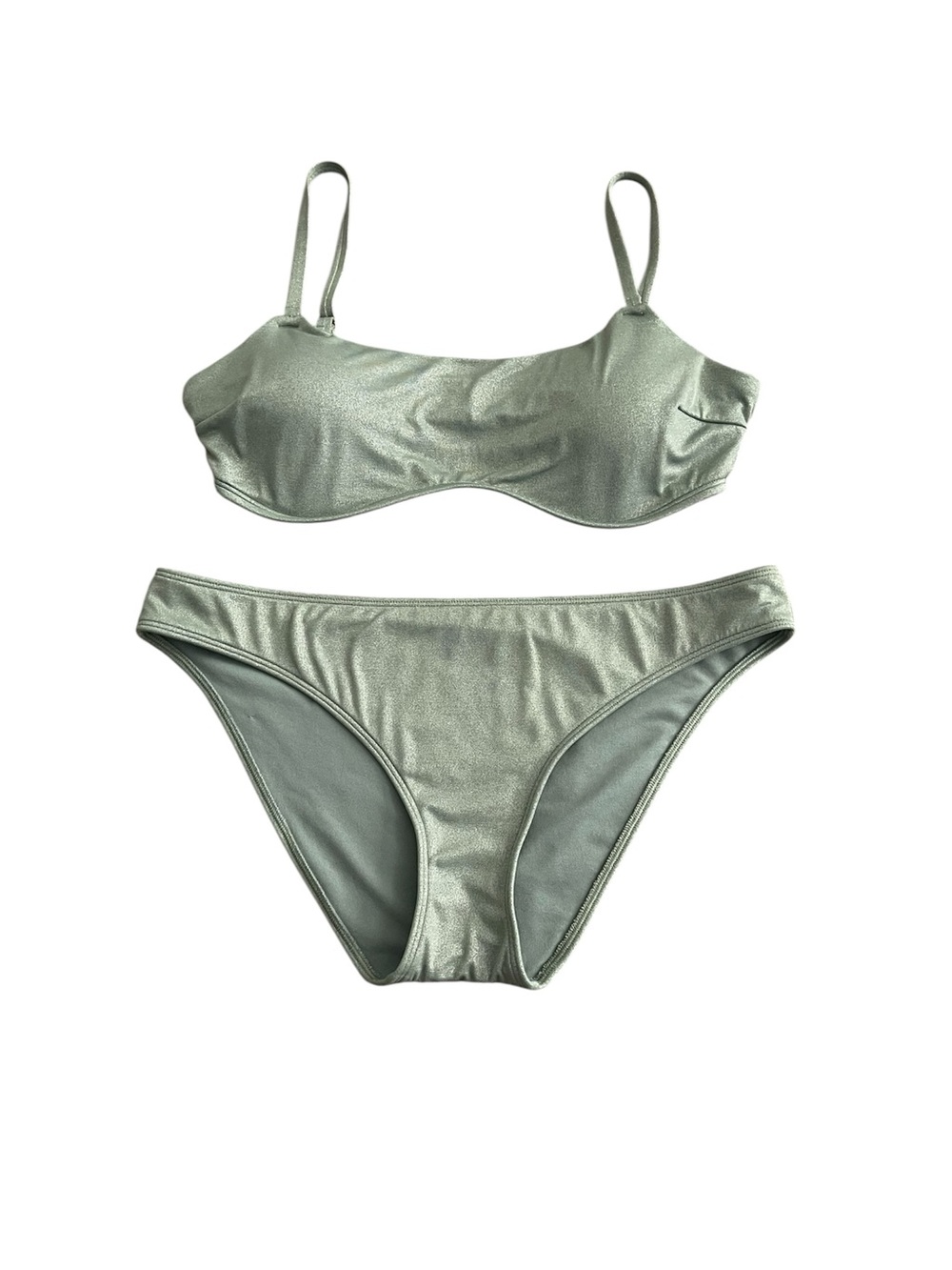 Hollister swim two-piece green metallic bikini - large